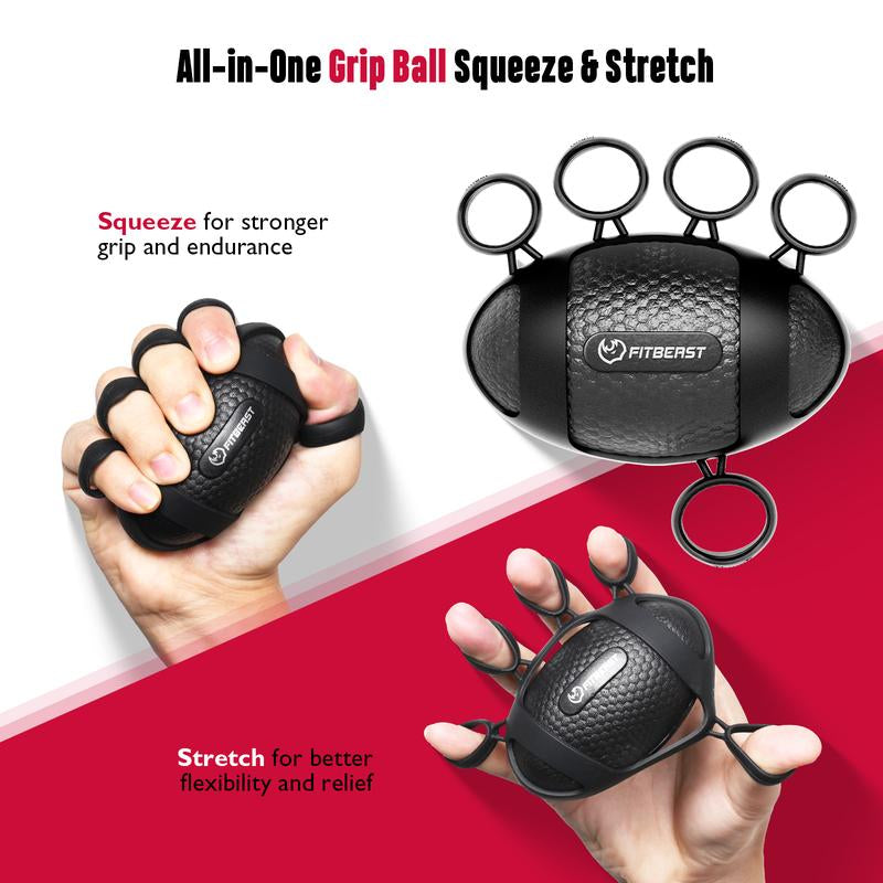 Fitbeast Grip Strength Trainer Kit, Pro Hand and Forearm Strengthener Kit with Adjustable Resistance and Multi-Function Massage Balls for Hand Therapy, Grip Training, and Recovery