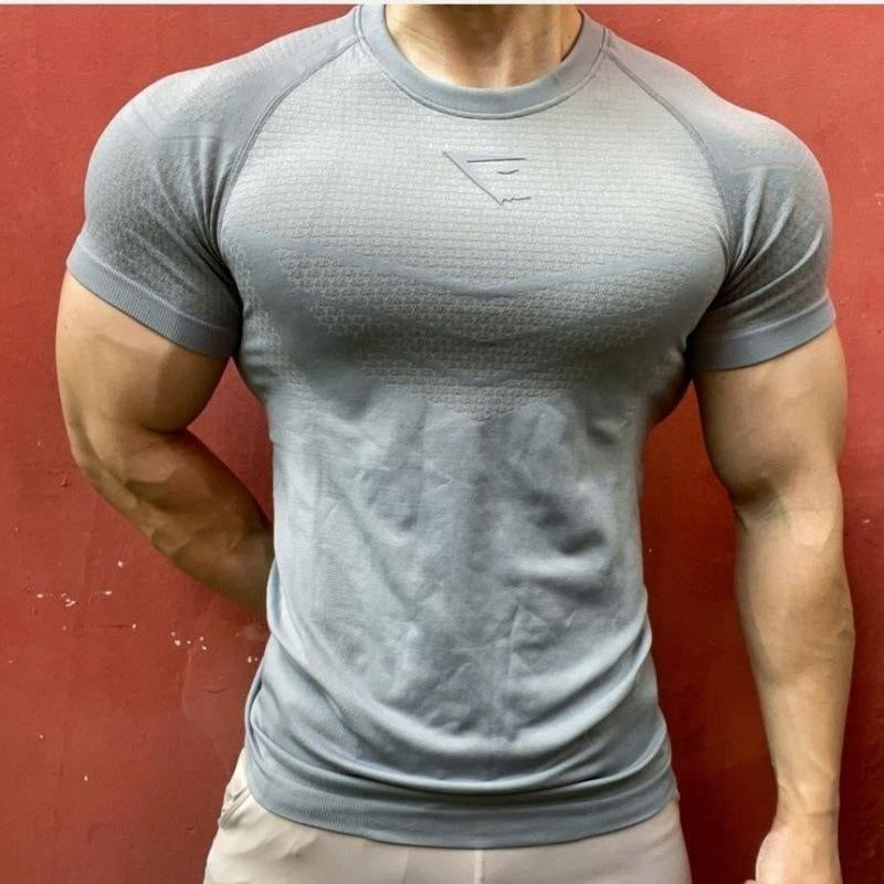 Summer Fitness Muscle Sports Vest Men'S Breathable Moisture Absorbent Loose Training Short Sleeve Quick Dry Fitness Casual Tops