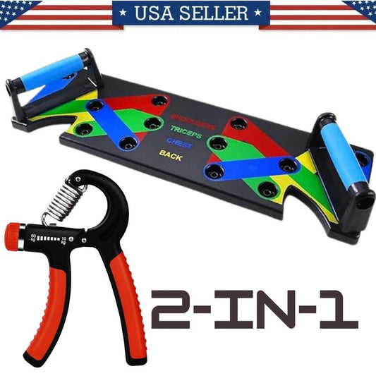 [2-In-1] the Viral Pushup Board + Hand Grip Strength Power Trainer