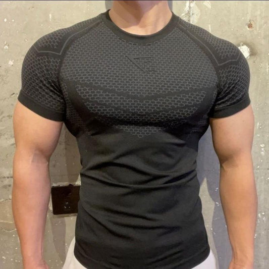 Summer Fitness Muscle Sports Vest Men'S Breathable Moisture Absorbent Loose Training Short Sleeve Quick Dry Fitness Casual Tops